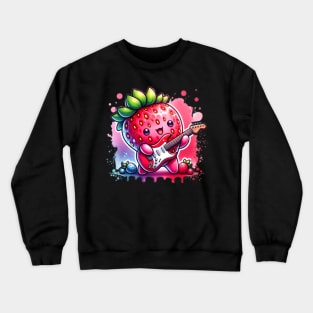 Cute Kawaii Strawberry Guitar Player Crewneck Sweatshirt